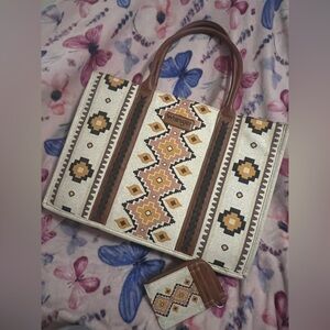 Wrangler Western Aztec Pattern Tote Large and Card Wallet Pouch